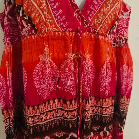 summer mini dress plus size 1X multicolor Honeycomb black 100% cotton - Picture 5 of 12